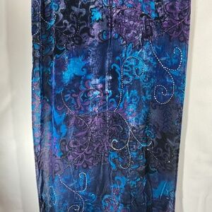 Silk Blend Wrap/scarf. Beaded, deep blues and purple NYE Holiday Boho